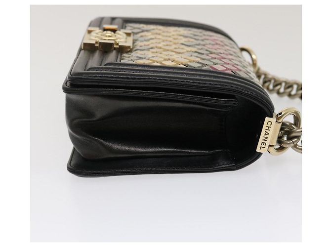 CHANEL Bolso de hombro Chain Boy Chanel Tile Negro Multicolor CC Auth 29551A - vista 4