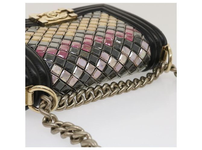 CHANEL Bolso de hombro Chain Boy Chanel Tile Negro Multicolor CC Auth 29551A - vista 6