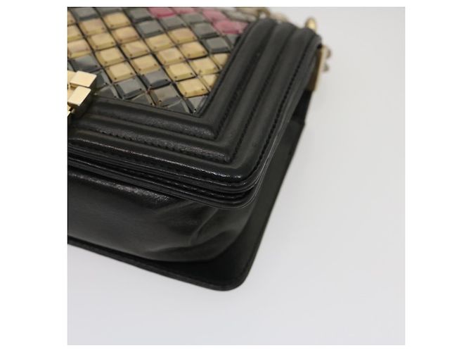CHANEL Bolso de hombro Chain Boy Chanel Tile Negro Multicolor CC Auth 29551A - vista 8