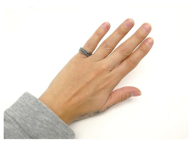 ANELLO ANTIFERRO REPOSSI 4 gradi d'oro 18K NERO E DIAMANTI 1.55cts T52 Squillare - vista 3