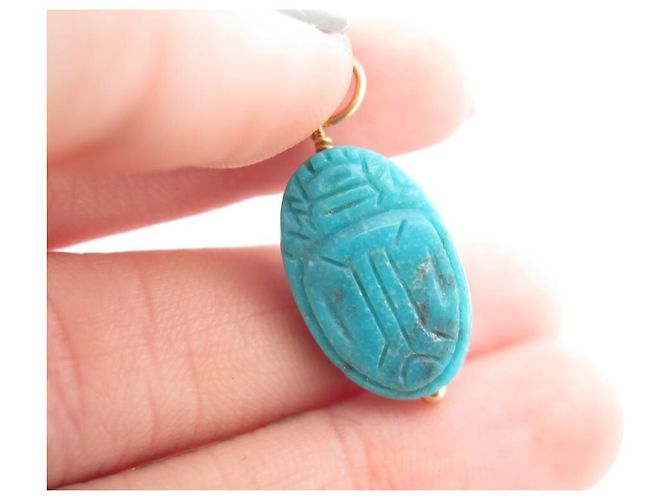 NUOVO PENDENTE AURELIE BIDERMANN SCARABEE MODELLO MEDIO PENDENTE TURCHESE - vista 2