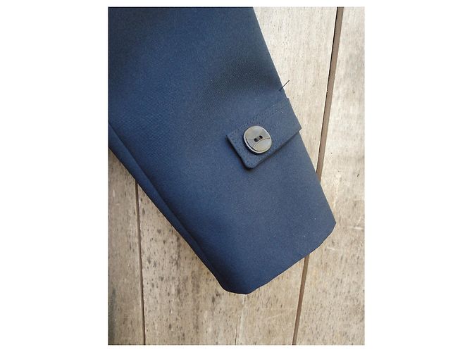 Autre Marque Blauer Tergal Übergangsmantel Größe 44 - Ansicht 6