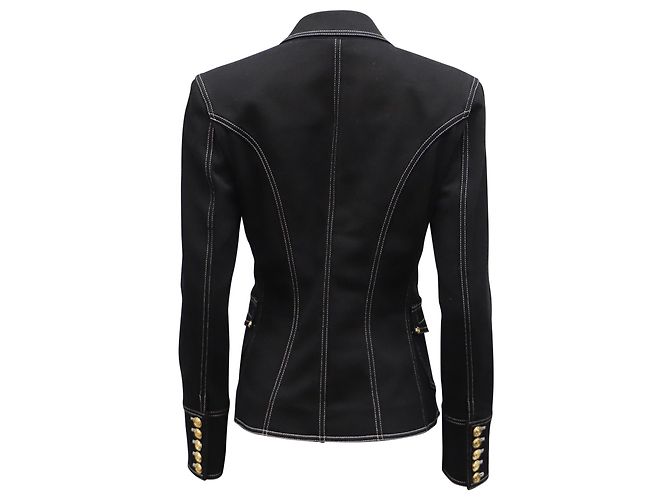 Blazer de Balmain con pespuntes y forro en denim de algodón negro - vista 3