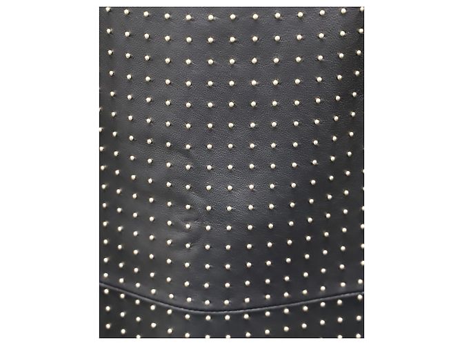 Alice + Olivia Falda midi de cuero negro con tachuelas de Alice & Olivia - vista 4