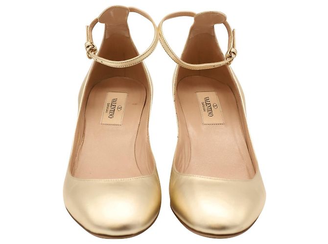 Valentino Tango Ankle Strap Pumps in Gold Leather - view 2