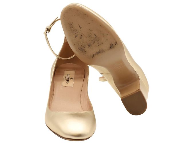 Valentino Tango Ankle Strap Pumps in Gold Leather - view 4