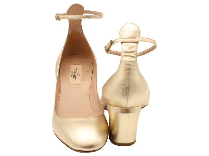 Valentino Tango Ankle Strap Pumps in Gold Leather - view 5