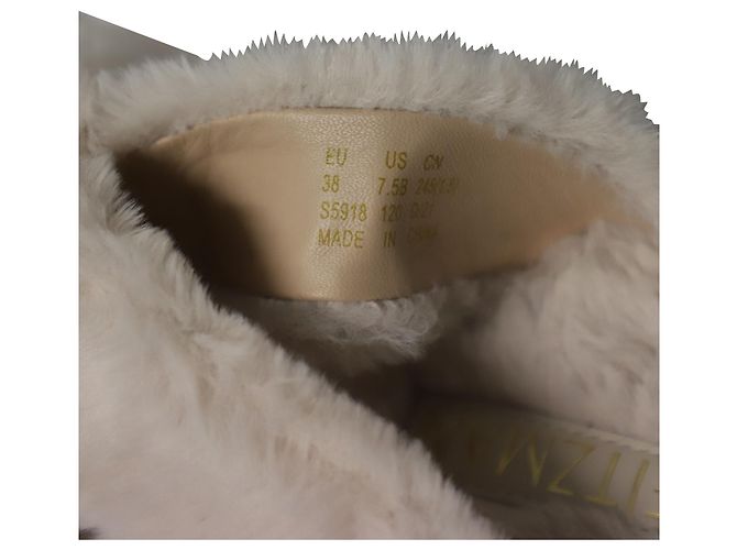 Stuart Weitzman Roza Lift Slides Sandali in pelliccia sintetica crema Bianco Crudo - vista 6