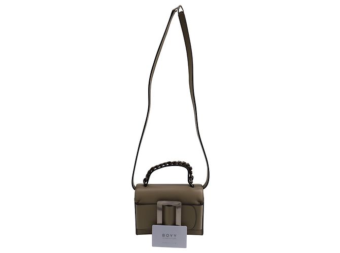 Bolsa a tiracolo com fivela prateada Boyy Fred em couro bege - vista 10