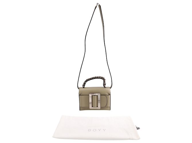 Bolsa a tiracolo com fivela prateada Boyy Fred em couro bege - vista 12