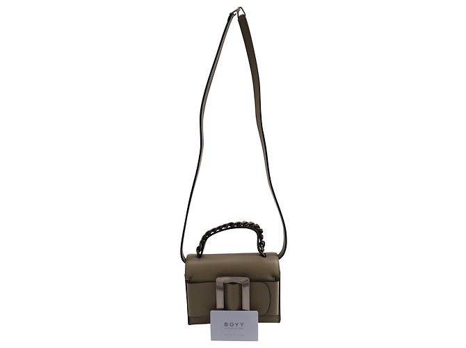 Bolsa a tiracolo com fivela prateada Boyy Fred em couro bege - vista 13
