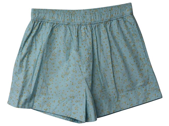 Shorts Ganni a stampa floreale in cotone blu - vista 5