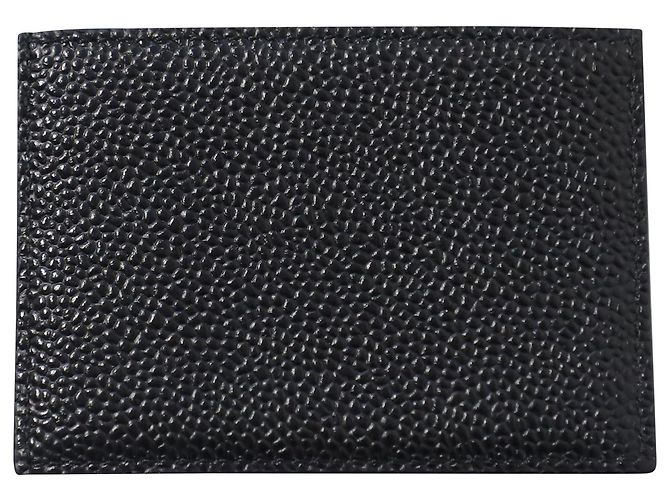Thom Browne Card Holder with Note Compartment in Black Leather - view 2