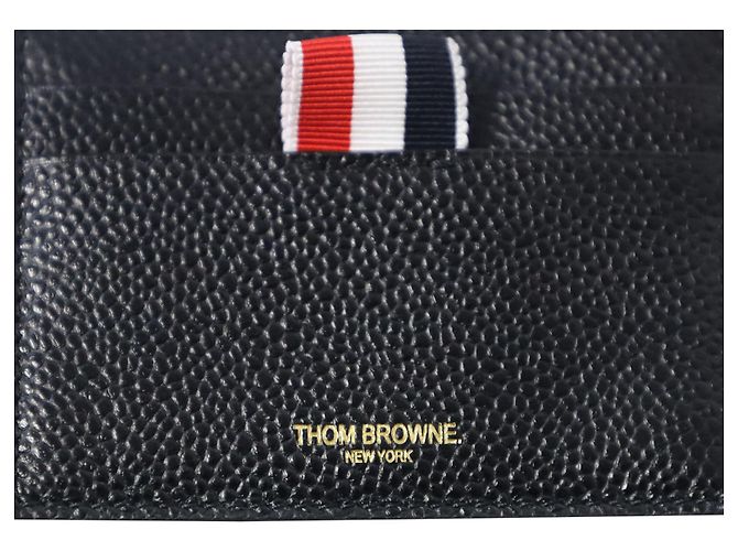 Thom Browne Card Holder with Note Compartment in Black Leather - view 3