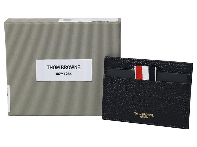Thom Browne Card Holder with Note Compartment in Black Leather - view 7