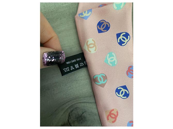 Cambon Cuori rosa a fascia in twilly Chanel - vista 3