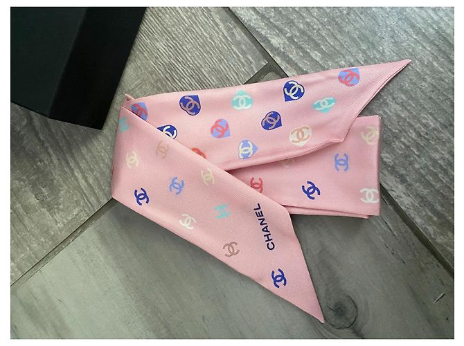 Cambon Cuori rosa a fascia in twilly Chanel - vista 5
