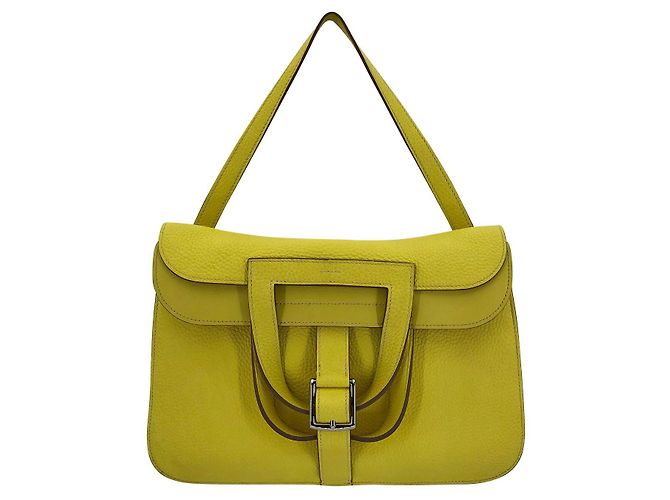 Hermès Hermes Halzan 31 borsa in pelle TC giallo fluo - vista 13