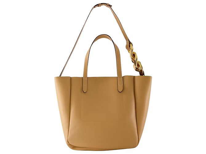 JW Anderson Borsa tote piccola con tracolla a catena in pelle beige - vista 3