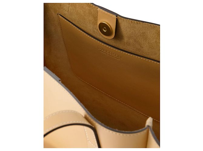 JW Anderson Borsa tote piccola con tracolla a catena in pelle beige - vista 4