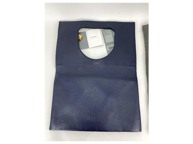 Tom Ford Borsa Tom Ford Alix Fold-over Blu Navy Pelle di vitello martellata Borsa a tracolla in pelle B443 - vista 11