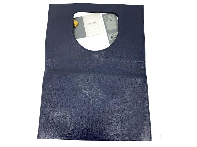 Tom Ford Borsa Tom Ford Alix Fold-over Blu Navy Pelle di vitello martellata Borsa a tracolla in pelle B443 - vista 3