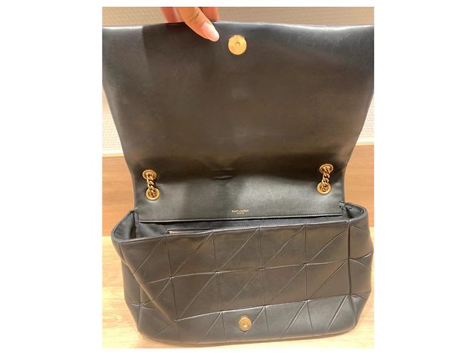 Jour Borsa Saint Laurent Jamie Media Nera in Agnello Nero - vista 3