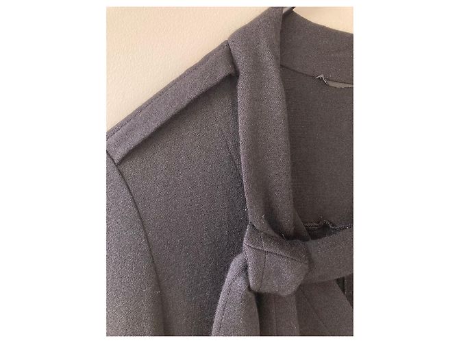 Chanel Strickjacke mit Krawattenkragen aus Kaschmir und Seide Dunkelblau - Ansicht 3