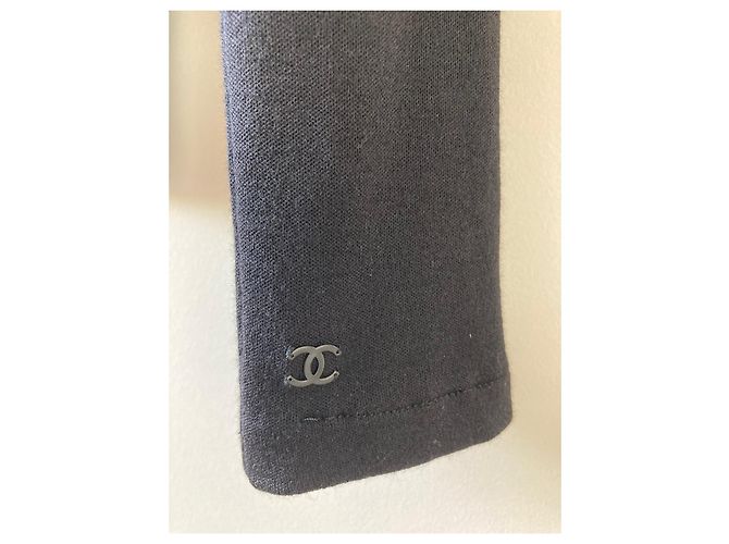 Chanel Strickjacke mit Krawattenkragen aus Kaschmir und Seide Dunkelblau - Ansicht 4