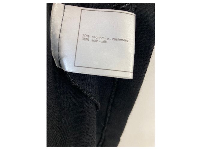 Chanel Strickjacke mit Krawattenkragen aus Kaschmir und Seide Dunkelblau - Ansicht 7