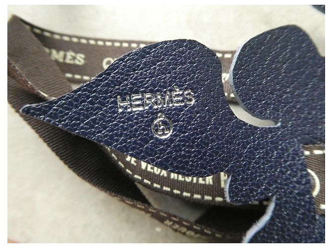 small H hermès ange in leather box and bolduc Navy blue - view 4