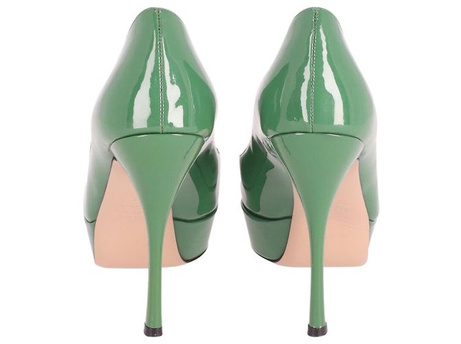 Décolleté Valentino Platform in Pelle Verniciata Verde - vista 4