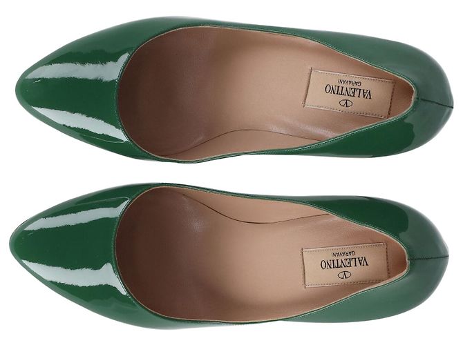 Décolleté Valentino Platform in Pelle Verniciata Verde - vista 5