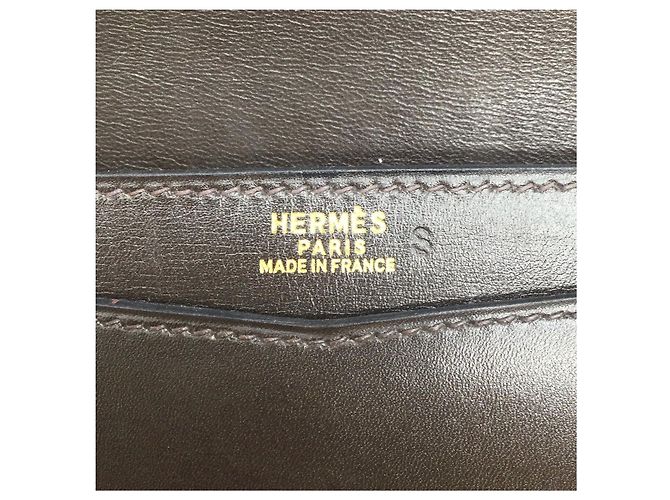 Hermès Pochette Hermes Faco Box in pelle marrone - vista 3
