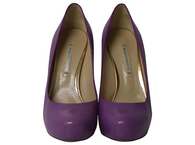 Décolleté con plateau Nicholas Kirkwood in pelle viola Porpora - vista 2
