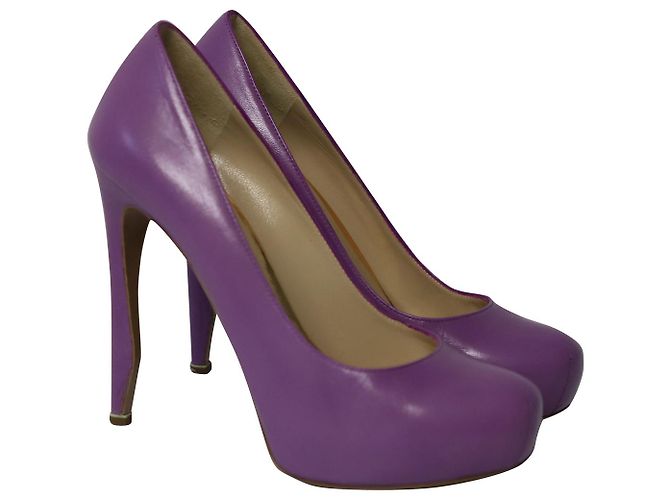 Décolleté con plateau Nicholas Kirkwood in pelle viola Porpora - vista 3