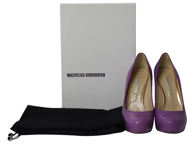 Décolleté con plateau Nicholas Kirkwood in pelle viola Porpora - vista 8