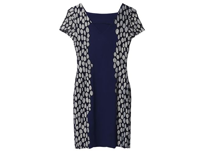 Abito Queen Tilda Diane Von Furstenberg in viscosa blu navy - vista 4