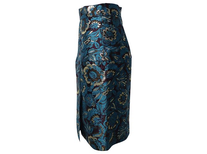 Dolce & Gabbana Jupe Crayon Jacquard en Polyester Bleu - vue 2