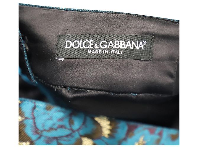 Dolce & Gabbana Jupe Crayon Jacquard en Polyester Bleu - vue 6
