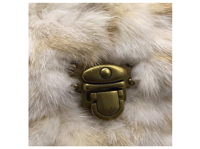 Marc Jacobs Cream Rabbit Fur Clutch - view 3