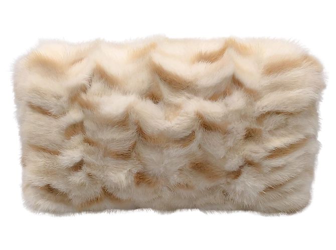Marc Jacobs Cream Rabbit Fur Clutch - view 6