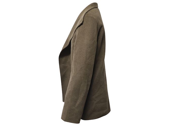 Joseph Jacket with Drape Shawl Collar in Olive Green Wool - view 2