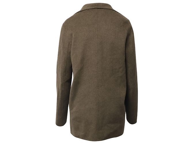 Joseph Jacket with Drape Shawl Collar in Olive Green Wool - view 3