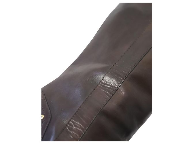Céline Botas de salto alto Celine com fivela em couro de bezerro marrom - vista 7