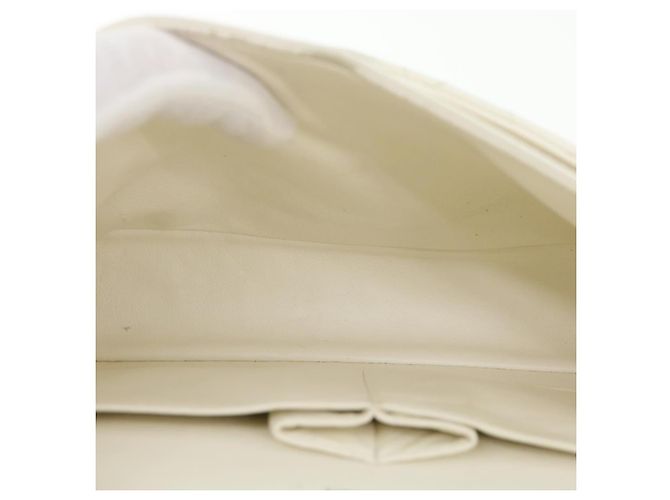 CHANEL Borsa a spalla con catena con patta foderata in matelasse Caviar Skin White CC Auth knn085 Bianco - vista 9