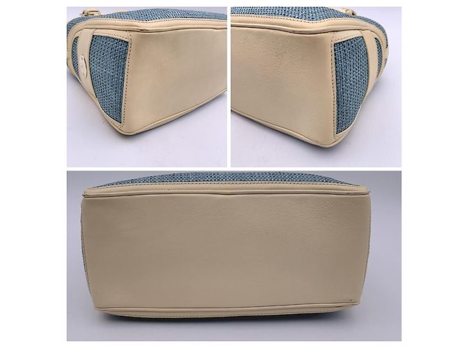 Céline Light Blue Raffia Leather Boogie Satchel Tote Bag Handbag - view 5