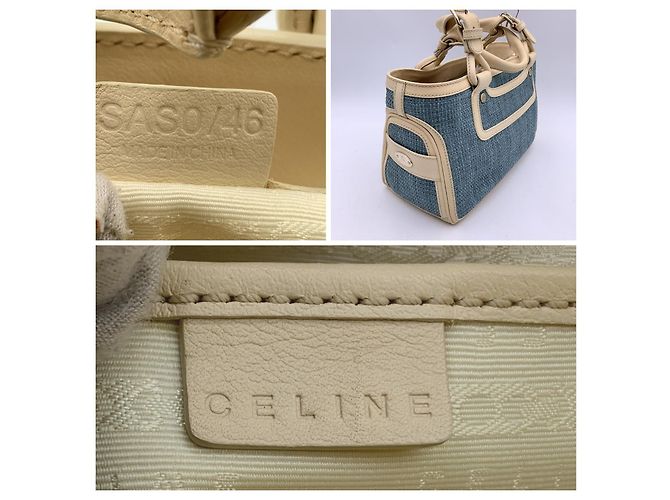 Céline Light Blue Raffia Leather Boogie Satchel Tote Bag Handbag - view 6