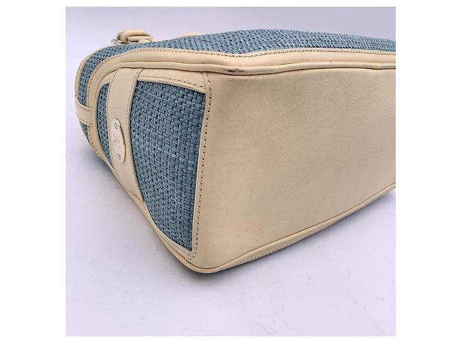 Céline Light Blue Raffia Leather Boogie Satchel Tote Bag Handbag - view 8