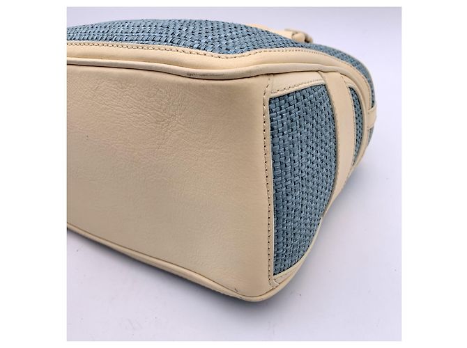 Céline Light Blue Raffia Leather Boogie Satchel Tote Bag Handbag - view 9